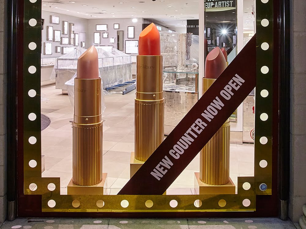 Large lipstick shaped window display